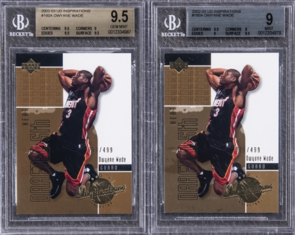 2002-03 Upper Deck Inspirations Gold #160A Dwyane Wade (/499) Rookie Card BGS-Graded Pair (2)